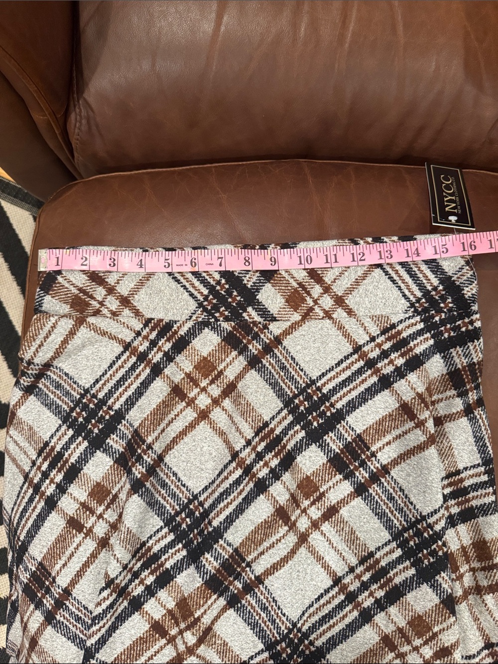 Plaid A-Line Midi Skirt in Cream, Brown & Black - Picture 4 of 5